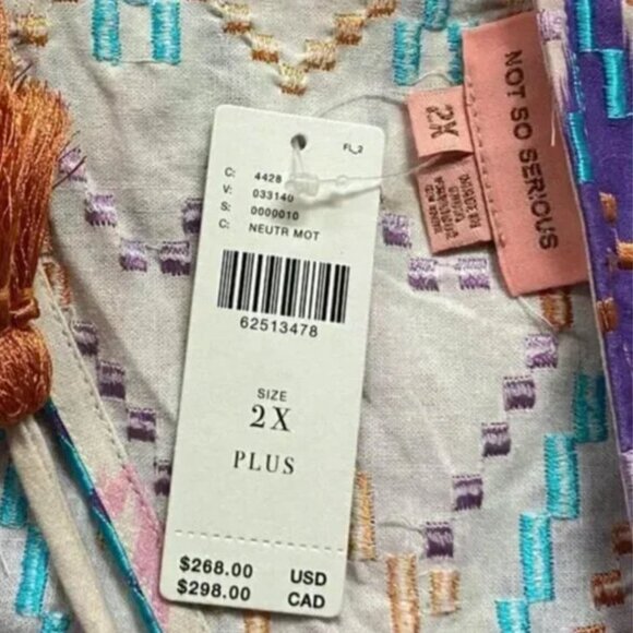 Not So Serious Abstract Embroidered Mini Dress - Size 2X - Picture 4 of 4